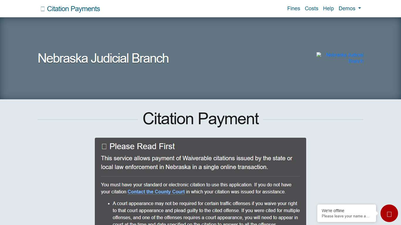 Nebraska Citation Payment Process