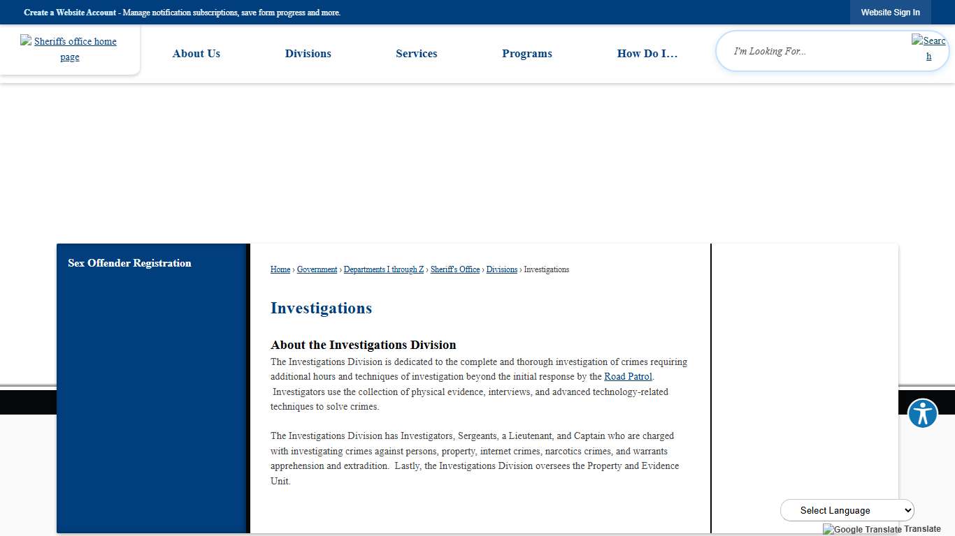 Investigations Sarpy County, NE